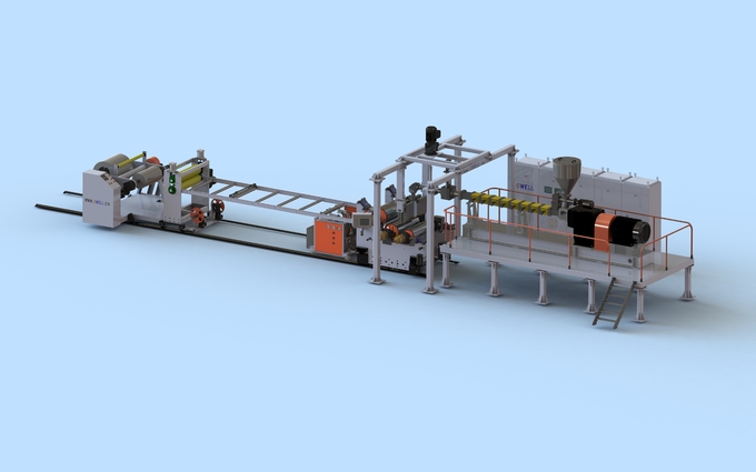 Специализированная машина для изготовления пластмасс-листов с термоформирующей линией экструзии трехслойных пластов 2